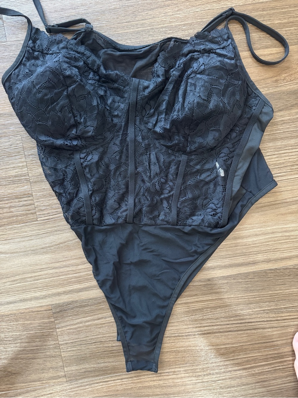 SHEIN Black Lace Underwire Bodysuit